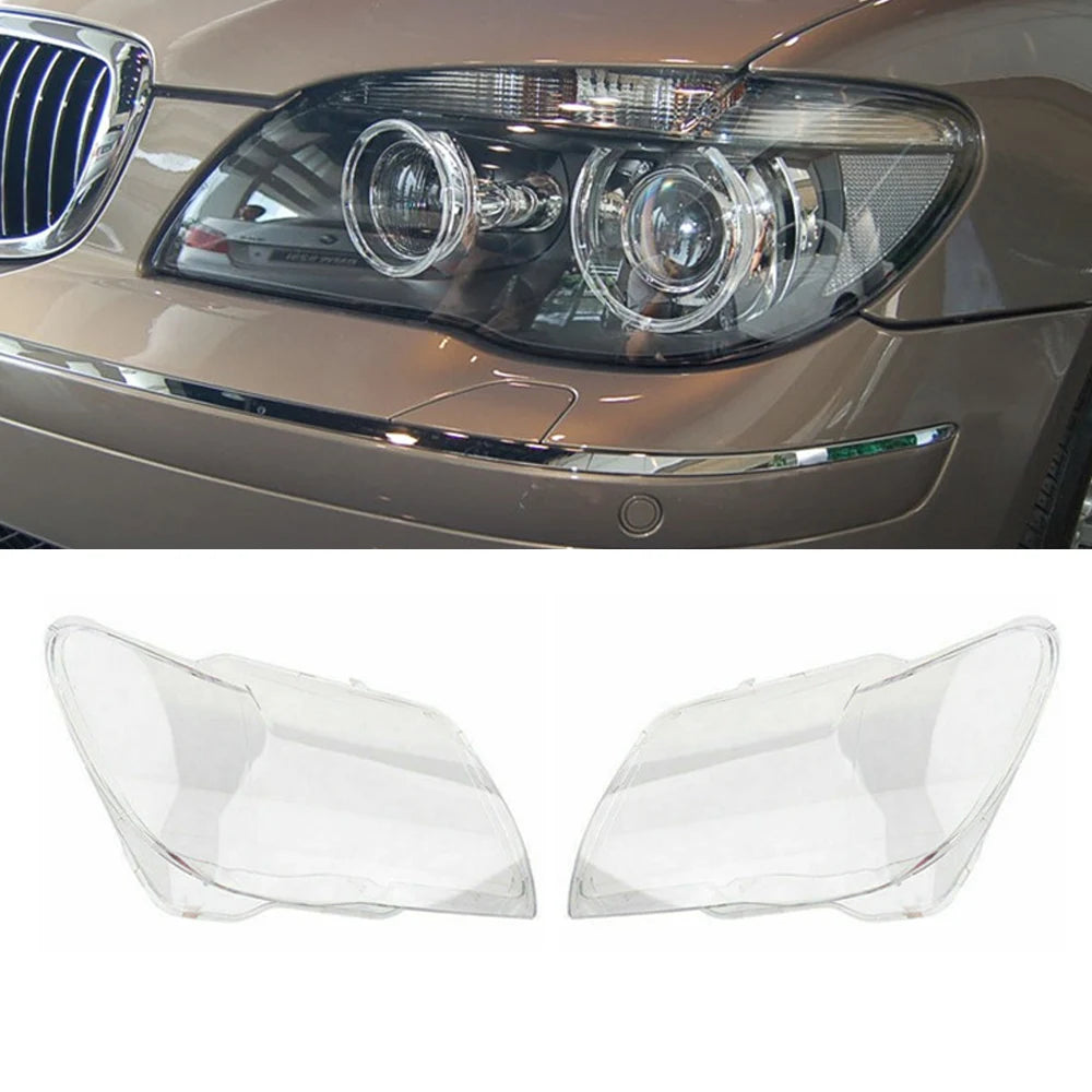 1Pair Car Styling Headlight Clear Cover Front Headlamp Lens Clear Lamp Cover Shell For BMW 7 Series E65 E66 2005-2008