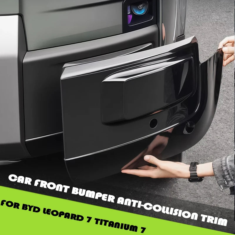 Car Gloss Black Front Bumper Corner Guard Cover Fit for BYD Leopard 7 Titanium 7 Modified Car Front Bumper Anti-Collision Trim