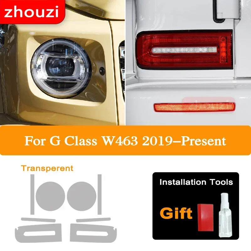 For Mercedes Benz G Class W463 2019 2020 2021 Car Headlight Tint Black Protective Film Taillight Transparent TPU Sticker AMG