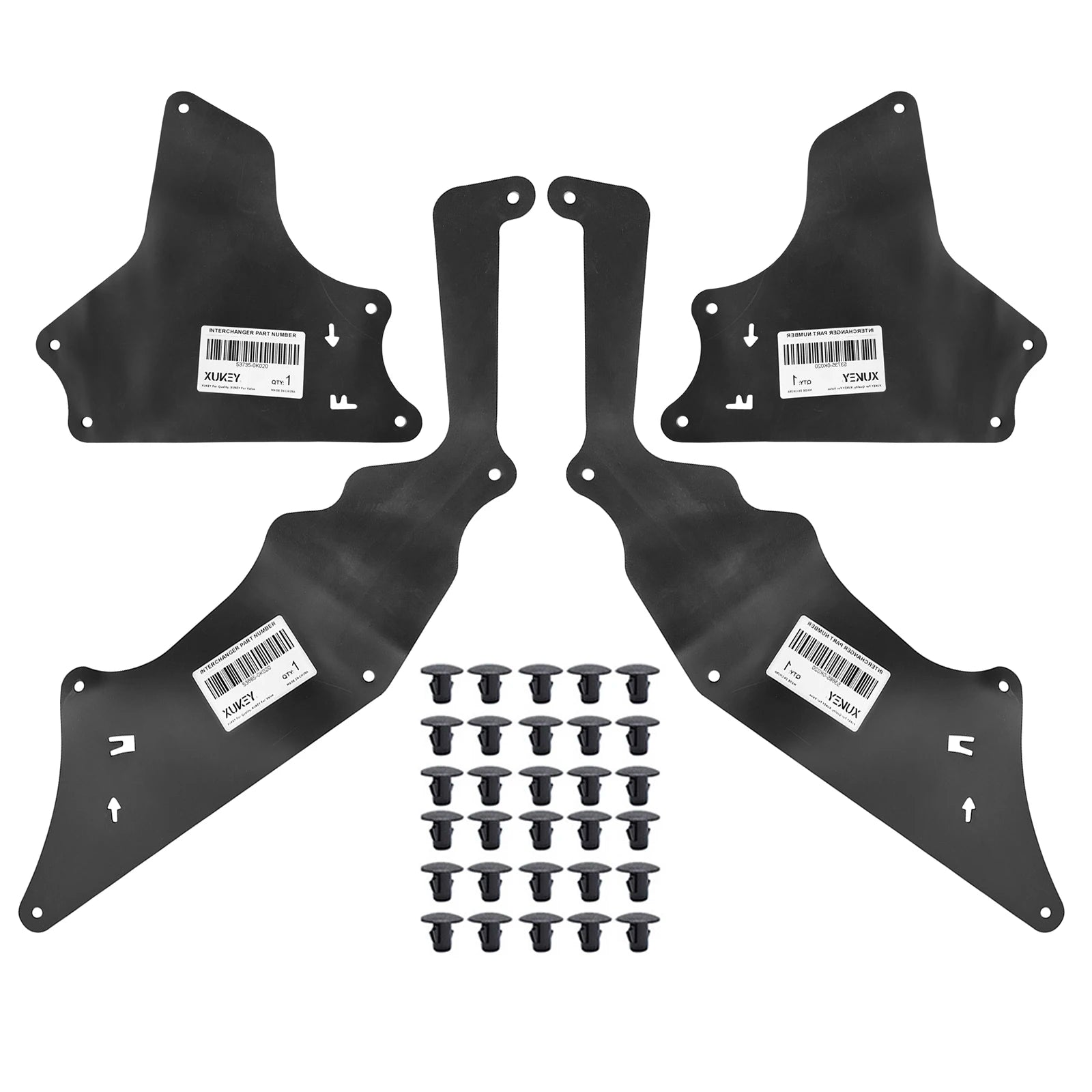 4PCS Front Splash Shields 53885-0K020 53735-0K020 for Toyota Hilux Fortuner KUN25 2004-2015, Fender Liner Apron Guard Kit