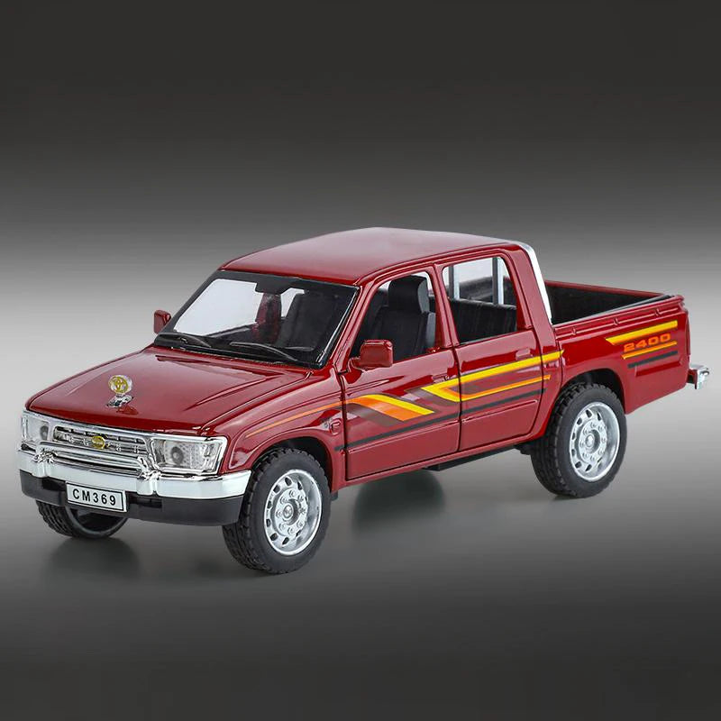 1:32 Toyota Hilux Off Road Pickup Truck Alloy Diecast Metal Model Hight Simulation Sound Light Toy Desktop Ornaments Boys Gifts