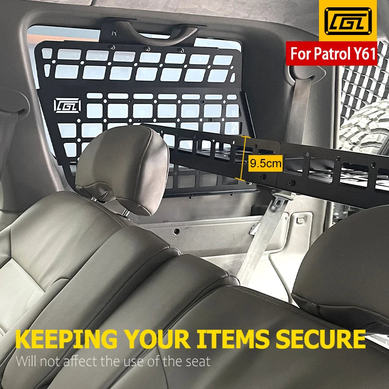 For Nissan Patrol Y61 1997-2016 5dr Accessories Storage Panel Rear Trunk Debris Rack Car-Styling MOLLE Storage Panel Organizer