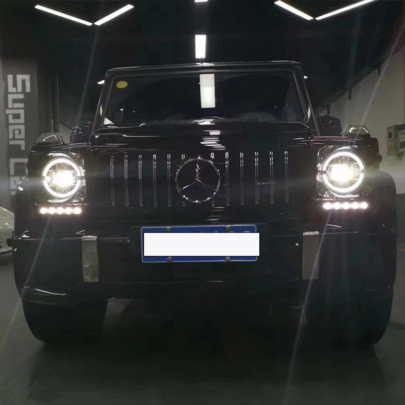 W464 Style Dynamic LED For Mercedes Benz G Class W463 G63 G550 G55 G500 Black Headlight Pair 2008-2018