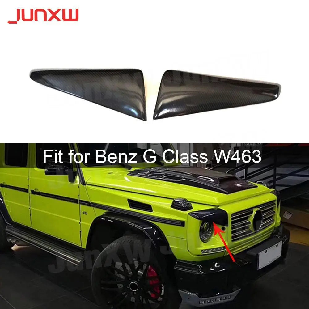 Carbon Fiber Front Splitters Eyebrows Covers Eyelids Trim Stickers For Benz G Class W463 G63 G65 G500 G55 1990 - 2018 FRP 2PCS