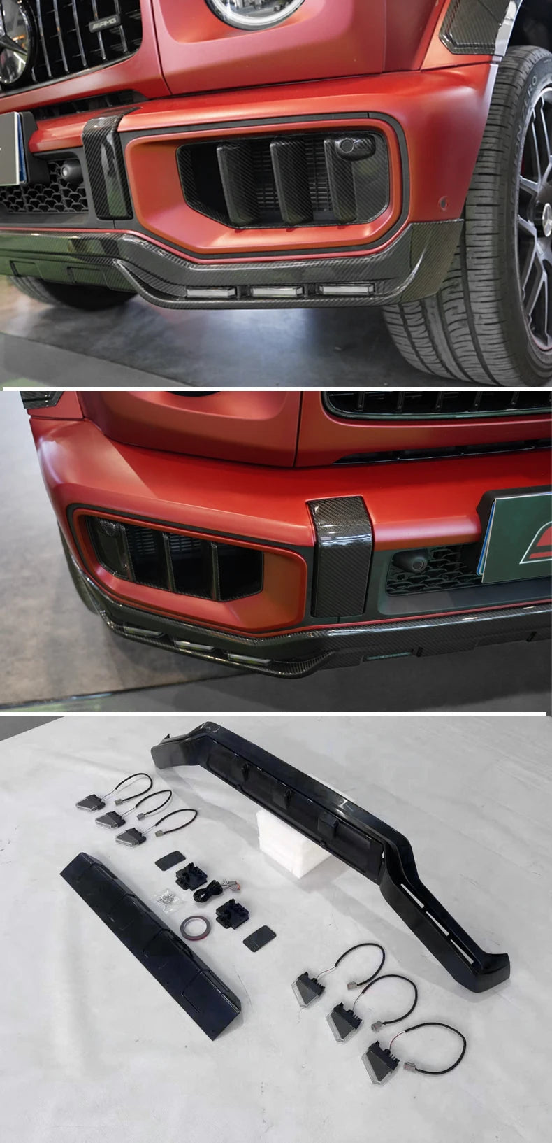 B  style dry carbon fiber front lip suitable for Mercedes G-Class sedan W465 G63 AMG G500 G350 G550 2024-206, 1:1 high-quali