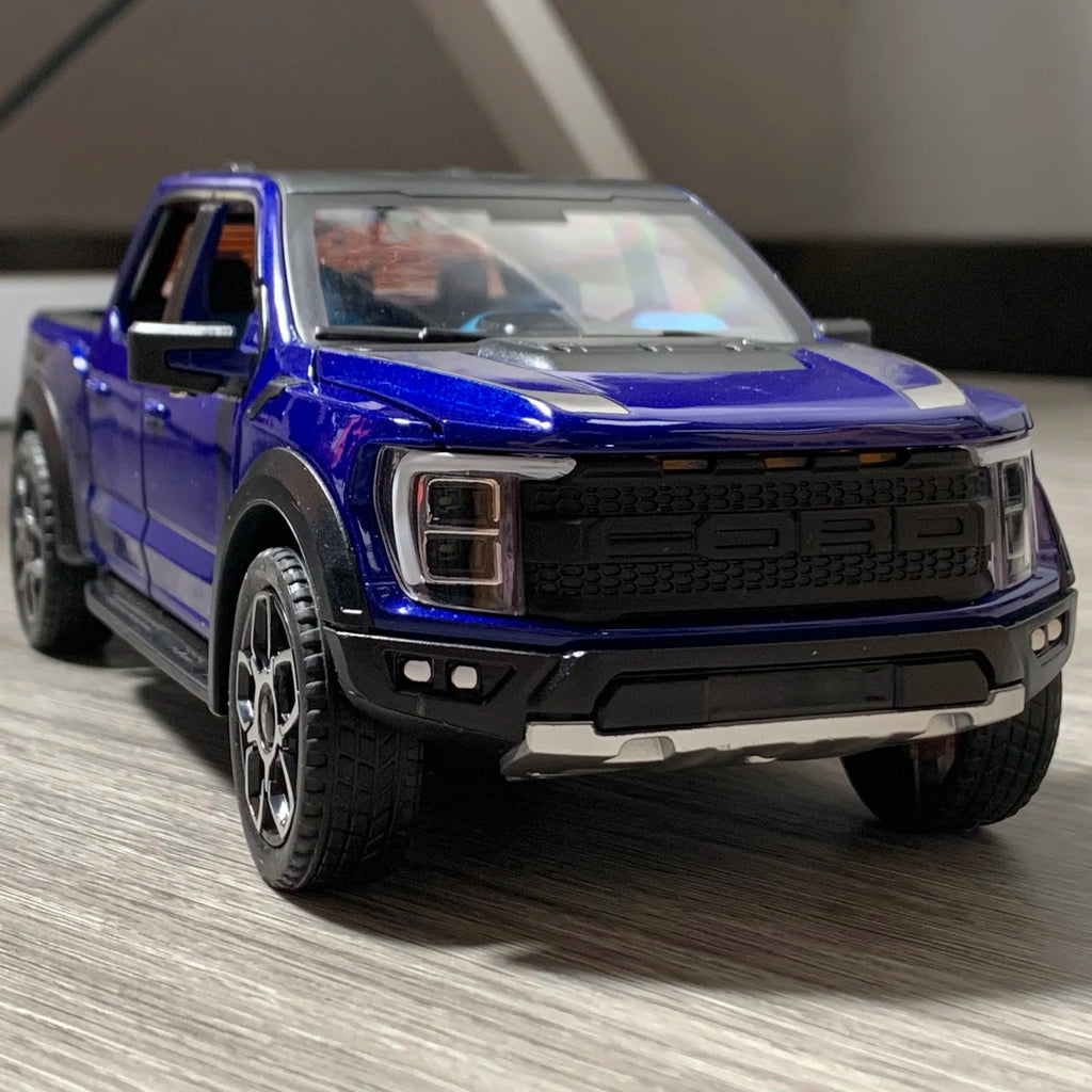 1:20 Ford Raptor F150 Pickup Truck Toy Car Model Alloy Diecast Doors Opened Pull Back Sound Light Scale Model Car Toys For Boys