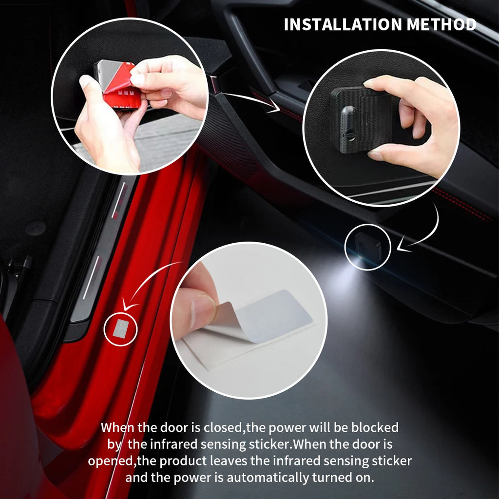 1/2PCS For Hilux Truck OFF-Road Mountain GR Car Door Welcome Lights Laser Projector Logo Wireless Sensing Accessories