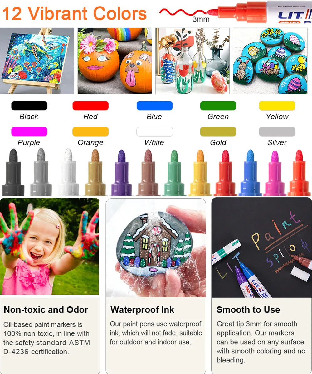 Car Paint Repair Pen Auto Scratch Touch Up Pen Fill Remover Vehicle Rubber Tyre CD Metal Permanent Paint Marker for Car Styling