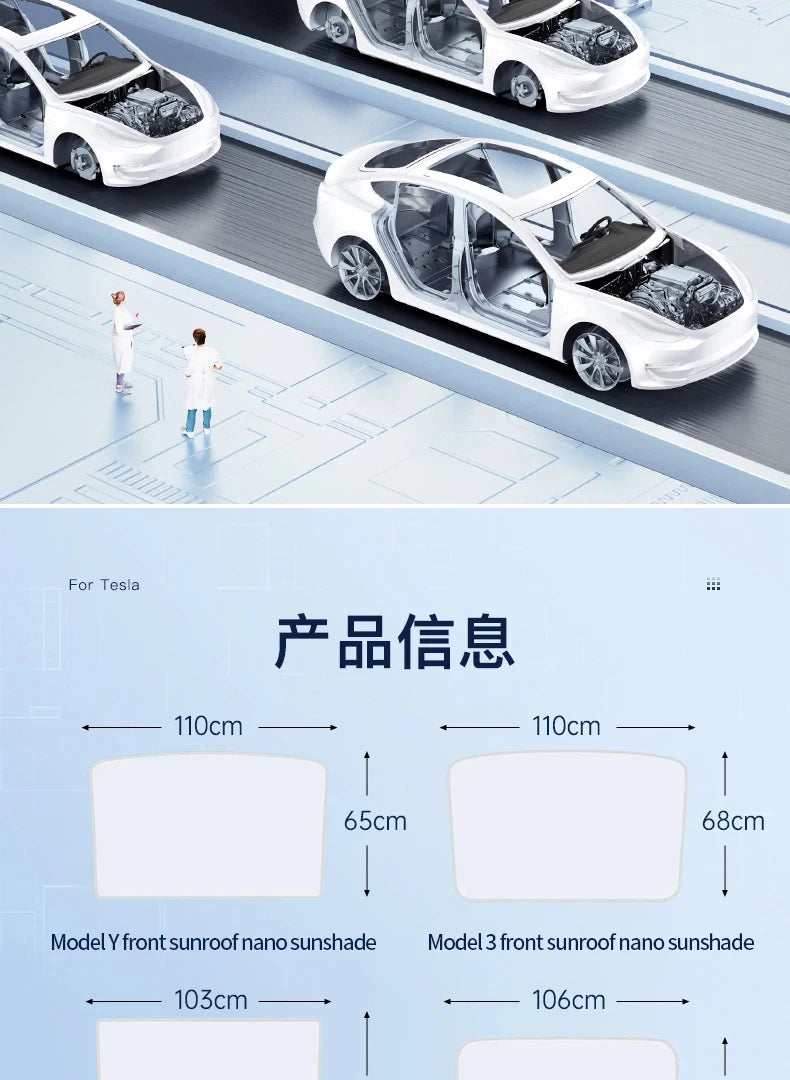 Sunroof Sunshade Cover for Porsche Taycan 2023-Present Nano Heat Insulation Anti-UV Colorful
