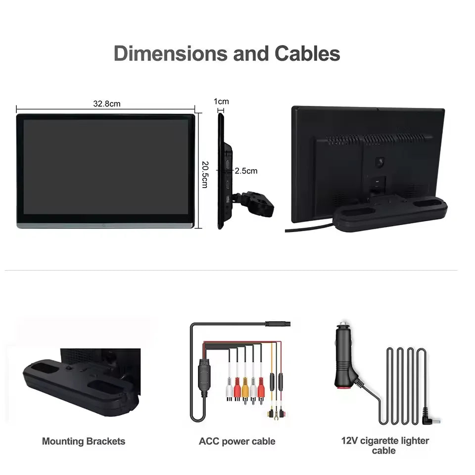 Car TV 13.3 Inch 4GB+64GB 8-core HD 4K Screens Android 12.0 Headrest Monitor For Kia Rear Seat Entertainment System