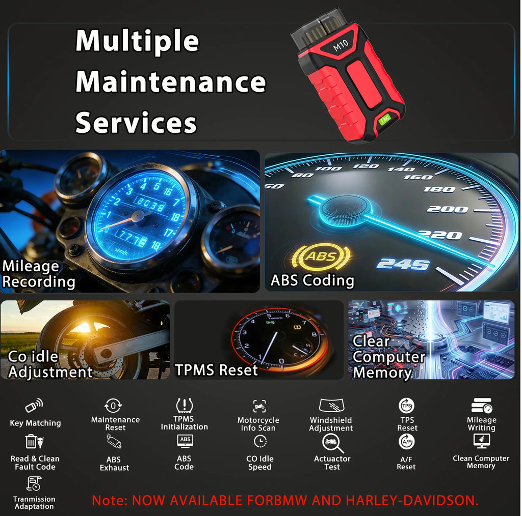 Jdiag M10 Bluetooth OBD2 Scanner Diagnostic Motorcycle Oil Ret TPS Service Reset ABS Coding CO Idle For BMW Harley Ducati KTM