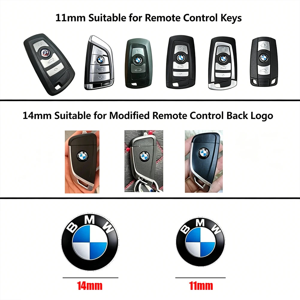 11/14mm 3D Aluminum Car Key Logo Emblem Decor Sticker Accessories For BMW E90 G80 M3 G30 M5 F82 F83 F20 F21 G42 F95 F96 G06 G07