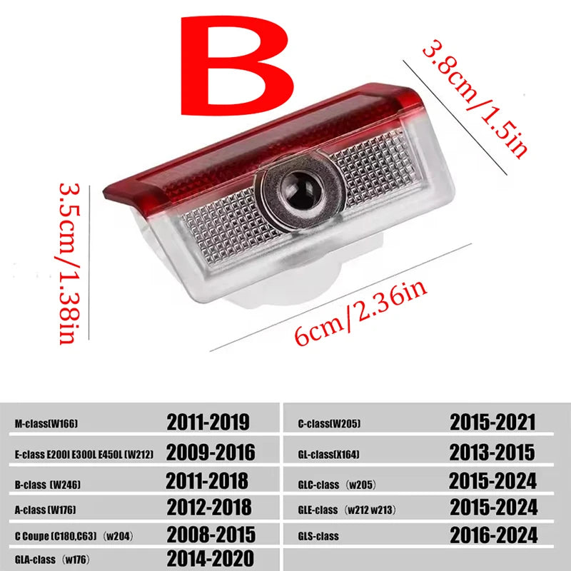 2Pcs Led Car Door Welcome Light Logo Projector For Mercedes Benz W212 W205 AMG ML W166 W176 W177 W213 W246 GLB GLC GLA GLS GLE1