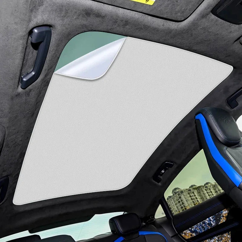 For PORSCHE Taycan 2023-Present Suede Fabric Electrostatic Adsorption Sunroof Sunshade Anti UV Heat Insulation Skylight