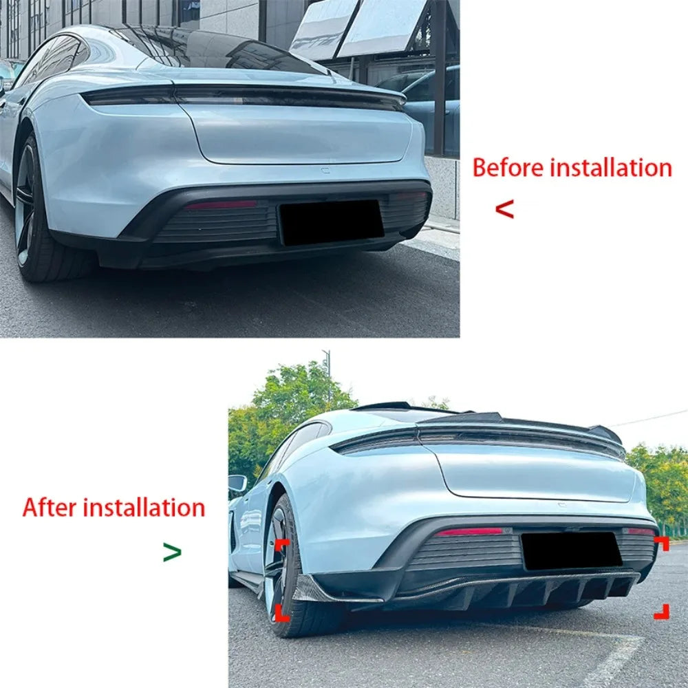 Car Rear Bumper Spoiler Lips for Porsche Taycan 2019-2026  Lower Shovel Skirt Diffuser Splitter Board Auto Accessories Tuning