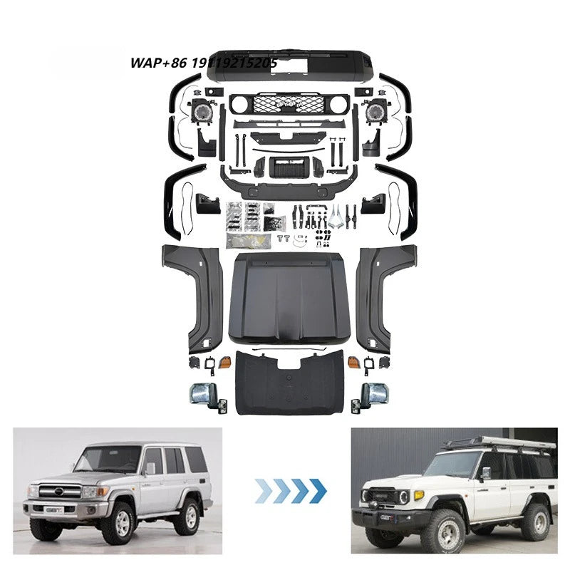 GBT Factory 2025 Land Cruiser 76 Series Upgrade Bodykit for 2002-2022 Fj76 Model Front Bumper Rearview Mirror Headlight