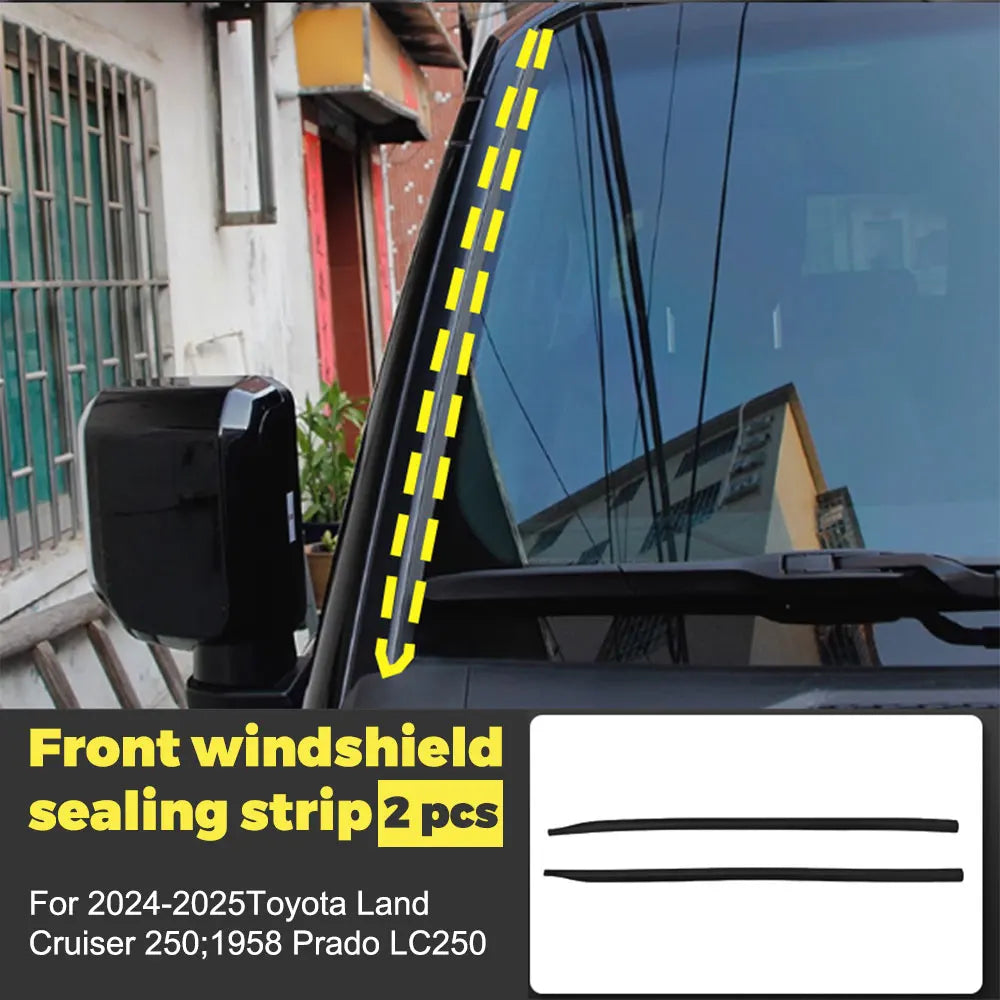 2pcs Front Glass Seal Strip For Toyota Land Cruiser Prado LC250 2024-2025 A-pillar Sound Noise Insulation Strip Car Accessories