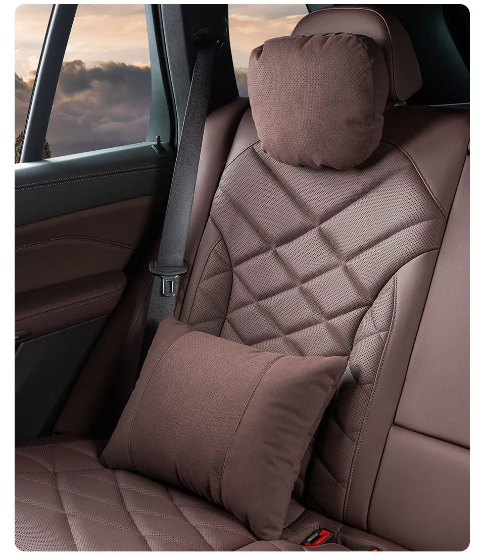 Suede Car Neck Pillow Headrest/Lumbar Support For BAIC JISHI polestone 01 Rox 01 Breathable Cotton Waist Cushion Accessories