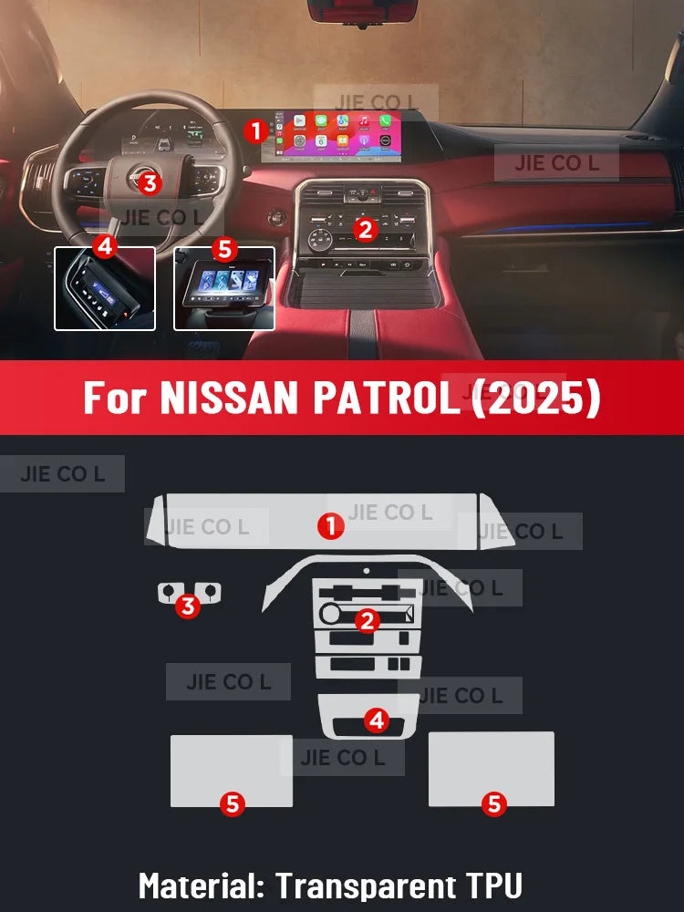 Auto Central Control TPU Navigation Anti Scratch Interior Protection Film Navigation For NISSAN PATROL 2025 Accessories