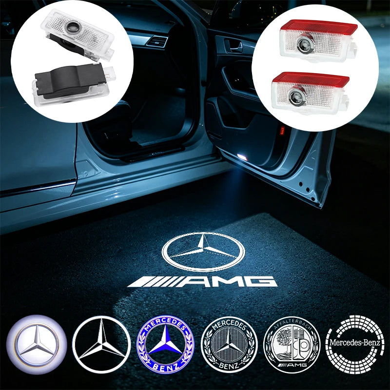 2Pcs Led Car Door Welcome Light Logo Projector For Mercedes Benz W212 W205 AMG ML W166 W176 W177 W213 W246 GLB GLC GLA GLS GLE1