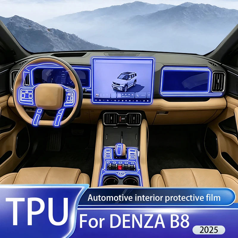 Fit for DENZA B8 2025 Clear TPU PPF Anti Scratch Gear GPS Navigation Instrument Center Console Interior Repair Decor Protective