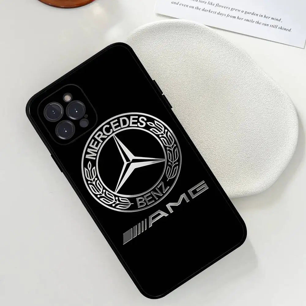 Car M-Mercedes-Ben-z-Backs Phone Case For Iphone 17 16 15 14 13 12 11 Pro Max Plus Black Shell Cover Case
