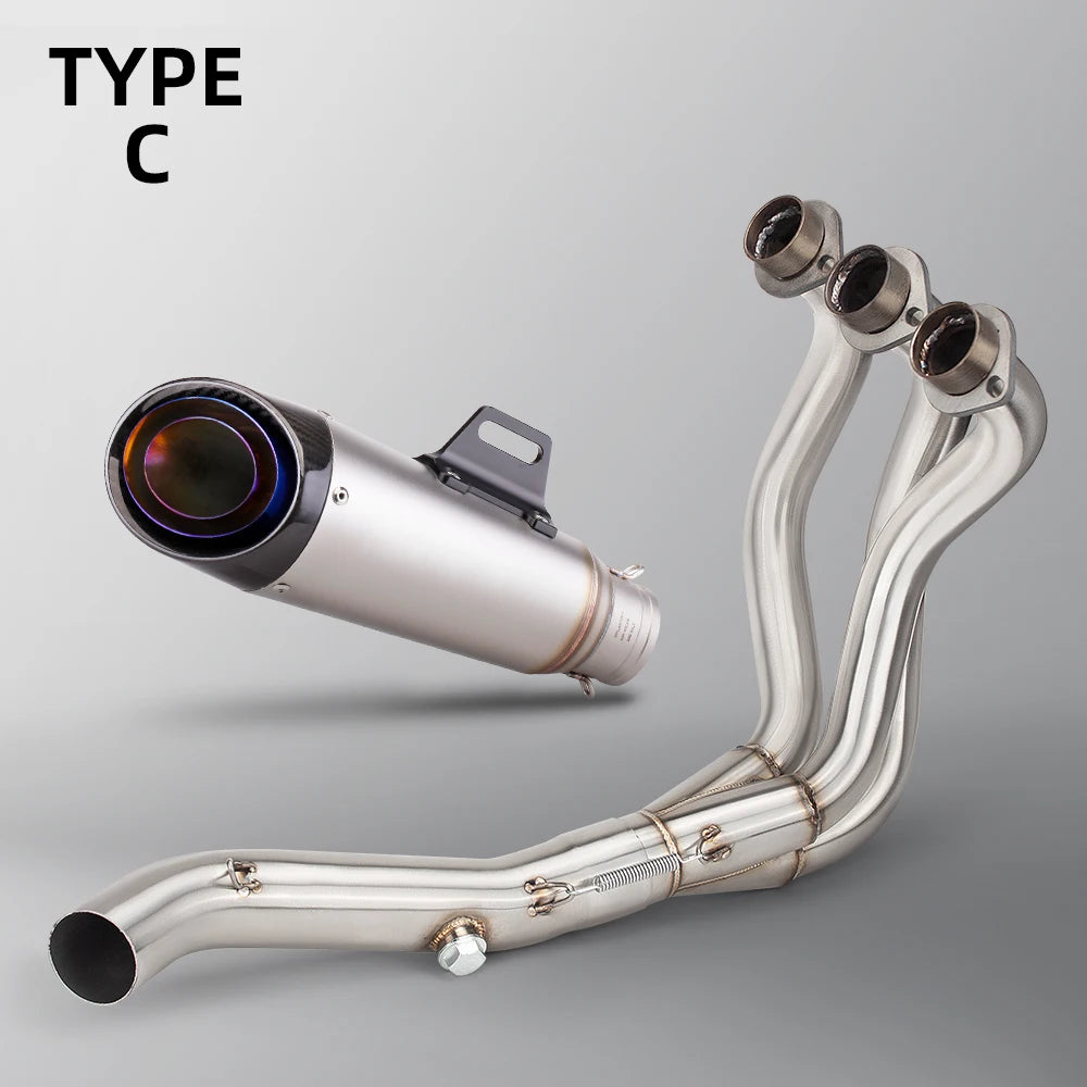 Full System For Yamaha MT09 FZ09 XSR900 Tracer900/GT 2014-2020 Motorcycle Exhaust Three Layer Carbon Muffler Front Link Pipe Kit