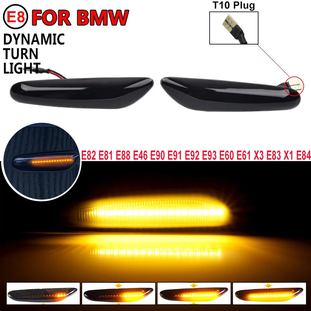 Sequential Flashing LED Turn Signal Side Marker Light For BMW E60 E61 E90 E91 E87 E81 E83 E84 E88 E92 E93 E82 E46 1 3 5 Series