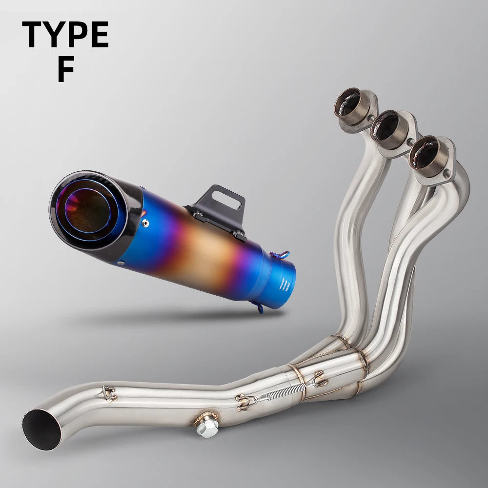 Full System For Yamaha MT09 FZ09 XSR900 Tracer900/GT 2014-2020 Motorcycle Exhaust Three Layer Carbon Muffler Front Link Pipe Kit