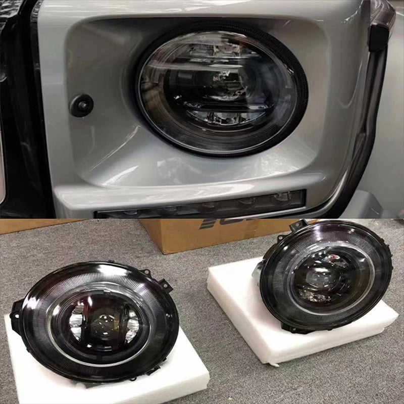 W464 Style Dynamic LED For Mercedes Benz G Class W463 G63 G550 G55 G500 Black Headlight Pair 2008-2018