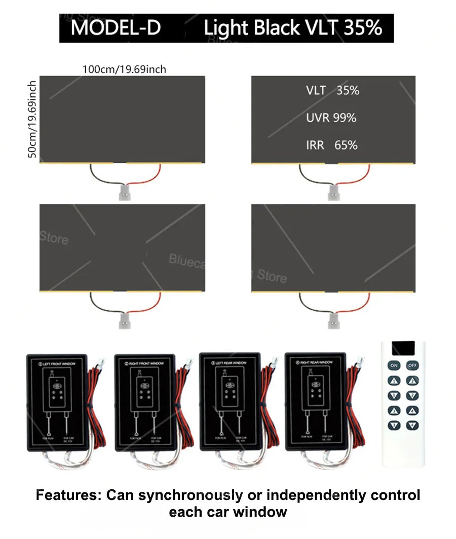 Automotive PDLC Smart Film for Car Windows | Switchable Privacy Glass Tint Independent control for four windows