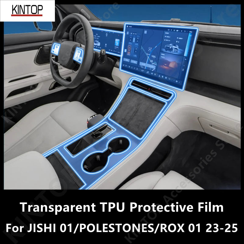 For JISHI 01/POLESTONES/ROX 01 23-25 Car Interior Center Console Transparent TPU Protective Film Anti-scratch Repair Accessories