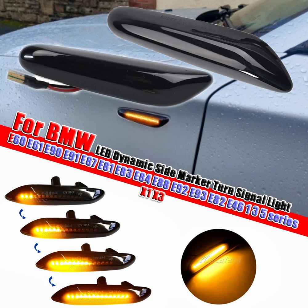 Dynamic LED Turn Signal Light Side Marker For BMW E60 E61 E90 E91 E87 E81 E83 E84 E88 E92 E93 E82 E46 1 3 5 Series X1 X3 2004
