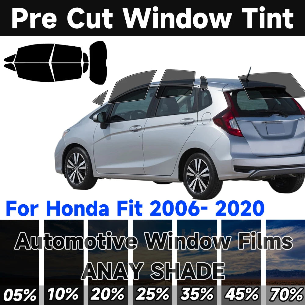 Precut Window Tint Car for Honda Fit 2006-2020 Any Year Auto Sun Uv Blocking Heat 2Ply Window Protector Privacy Films