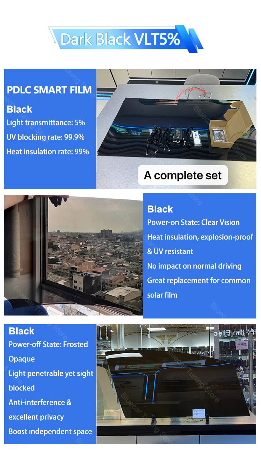 Automotive PDLC Smart Film for Car Windows | Switchable Privacy Glass Tint | Electric Smart Tint Film