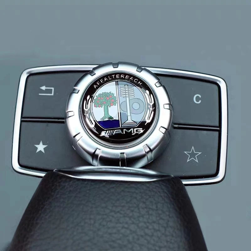 29mm Aluminum Car Multimedia Knob Badge Stickers DMTANZST for Mercedes-benz AMG W203 CLA CLS W212 W213 W176 Interior Mouldings