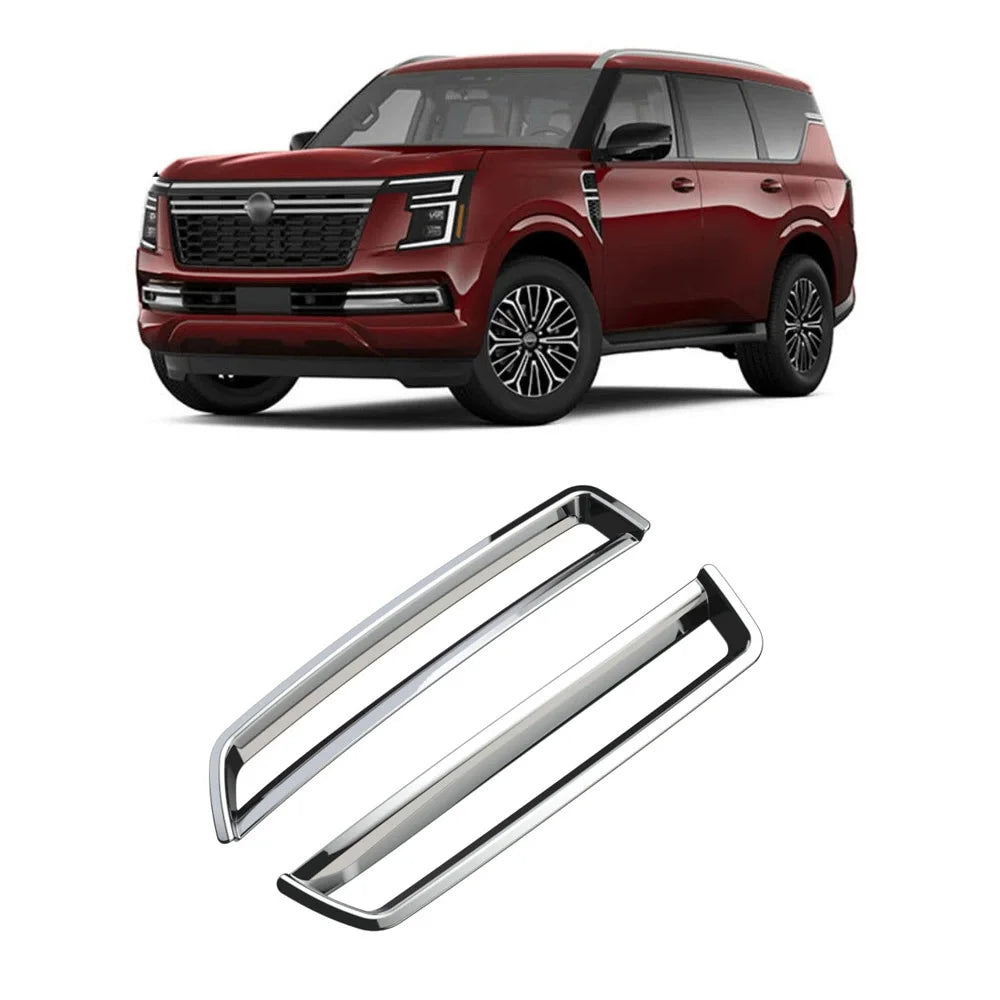 For Nissan Armada Y63 2025 2026 ABS Chrome Rear Back Fog Lights Lamp Cover Trim Bumper Reflector CAR Accessories