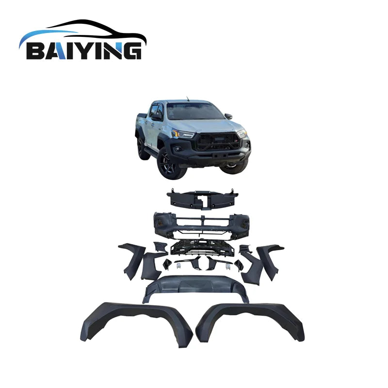 For TOYOTA HILUX 2015 CHANGE To 2023 TOYOTA REVO GR TYPE BODY KIT Parts Front Car Bumpers ABS Grille Black Body Kits