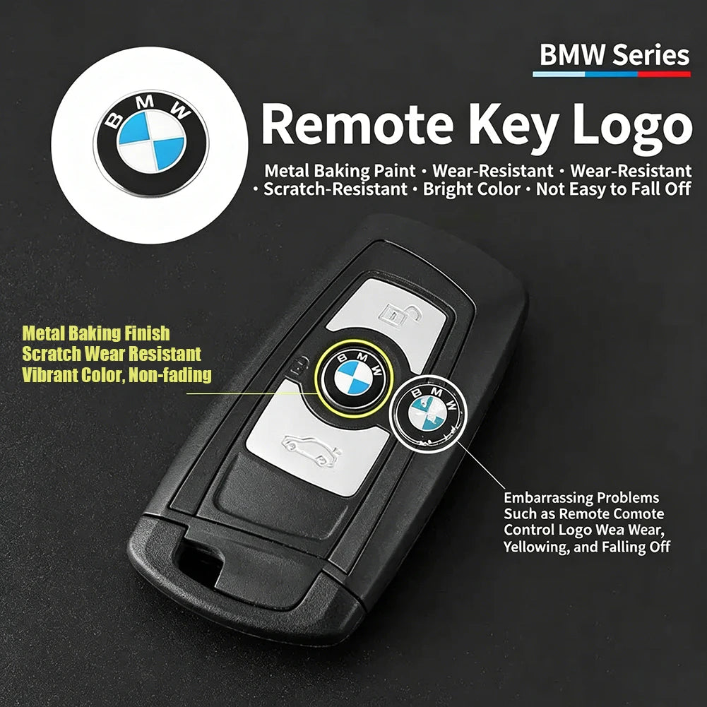 11/14mm 3D Aluminum Car Key Logo Emblem Decor Sticker Accessories For BMW E90 G80 M3 G30 M5 F82 F83 F20 F21 G42 F95 F96 G06 G07