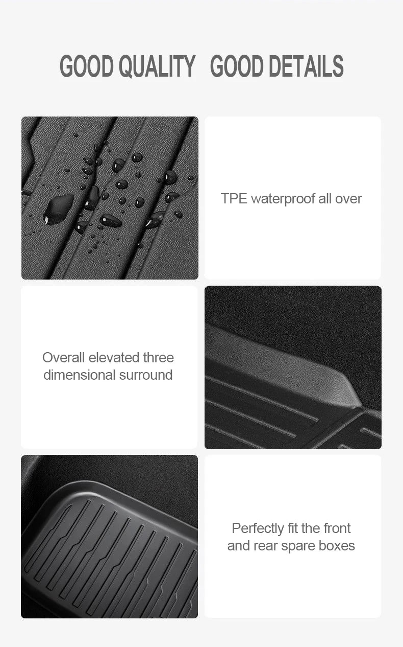 For Tesla New Model Y Juniper Premium/Performance 2025+ TPE Floor Mats Luggage Mat Wear-resistant Foot Pads ModelY Trunk Mats