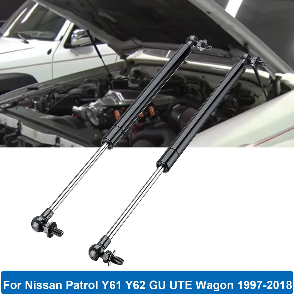2PCS Front Bonnet Gas Struts Spring Lift Support Hydraulic Rod For Nissan Patrol Y61 Y62 GU UTE Wagon 1997-2018 Car Accessories