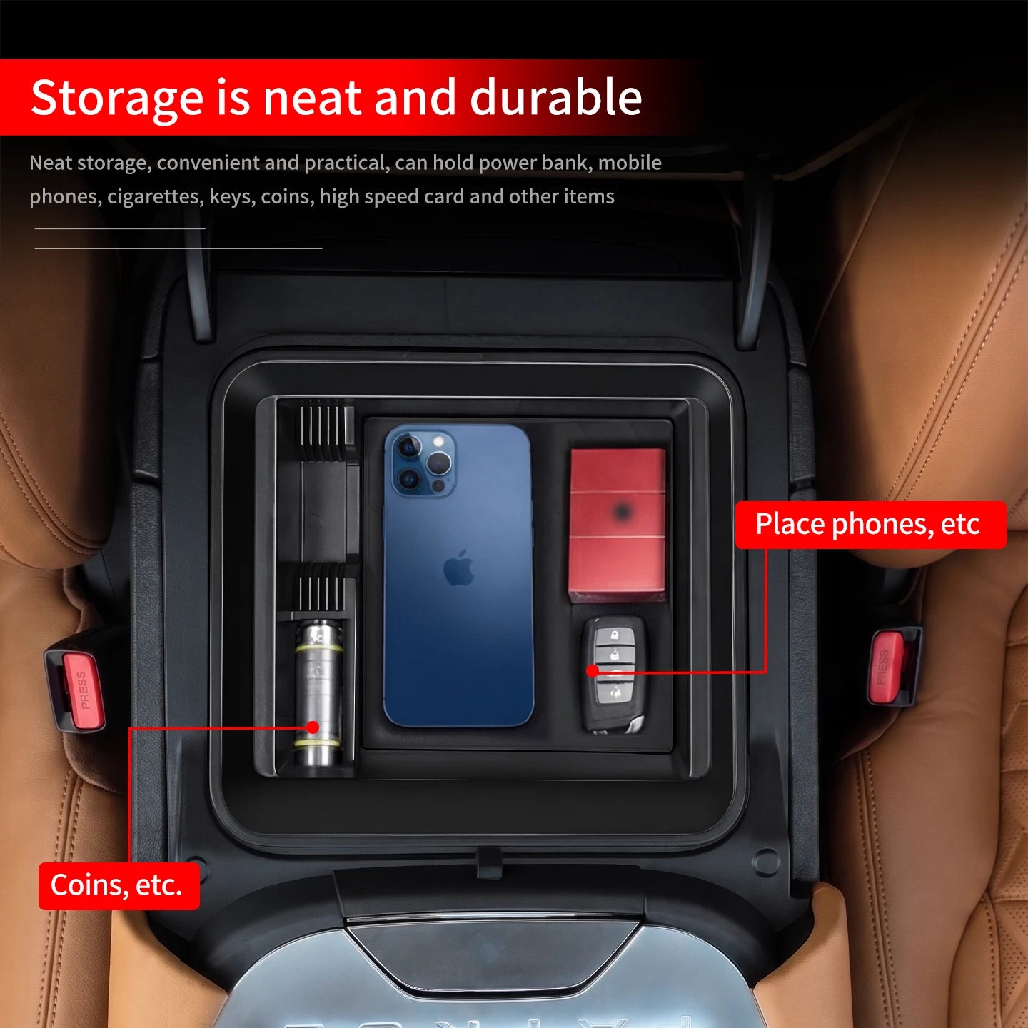 For 2025-2026 Nissan Patrol Armada Y63 Center Console Armrest Storage Box Organizer Tray Non-Refrigerator Version Interior Acces