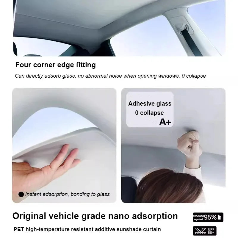 For Porsche Taycan Static Sunshade Sunroof Sunscreen Electrostatic Adhesion UV Protection Roof Cover Heat Insulation Shade Panel