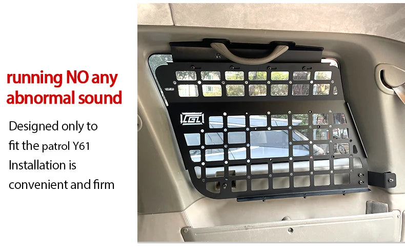 For Nissan Patrol Y61 1997-2016 5dr Accessories Storage Panel Rear Trunk Debris Rack Car-Styling MOLLE Storage Panel Organizer