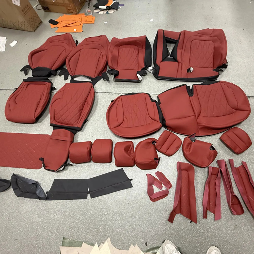 Luxury G-Wagon Full Set Leather Seat Cover Interior Wrapping Kit for  G Class W463 W464 W465 Custom Car Accessories