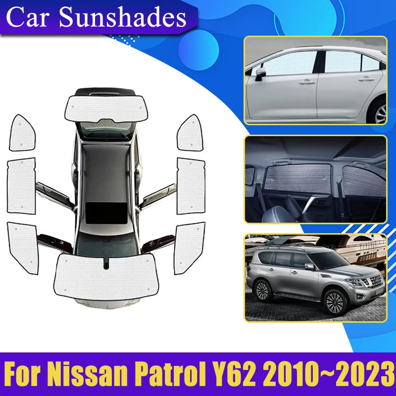 Full Coverage Sunshade For Nissan Patrol Y62 2010 2011~2023 Infiniti QX56 QX80 Sun Shade Car Heat insulation Anti-UV Accessories