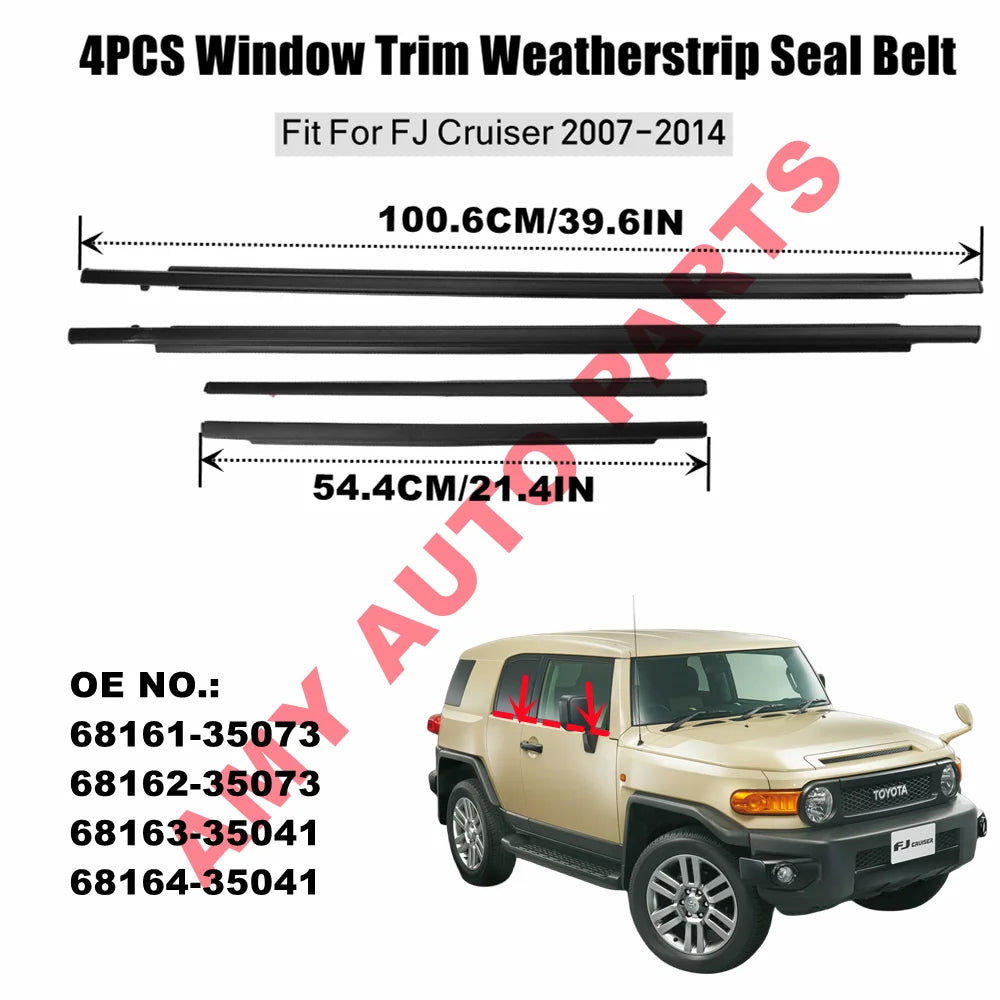 Outer Door Belt Molding Rubber Window Weatherstrip Seal Trim For Toyota FJ Cruiser 2007-2014