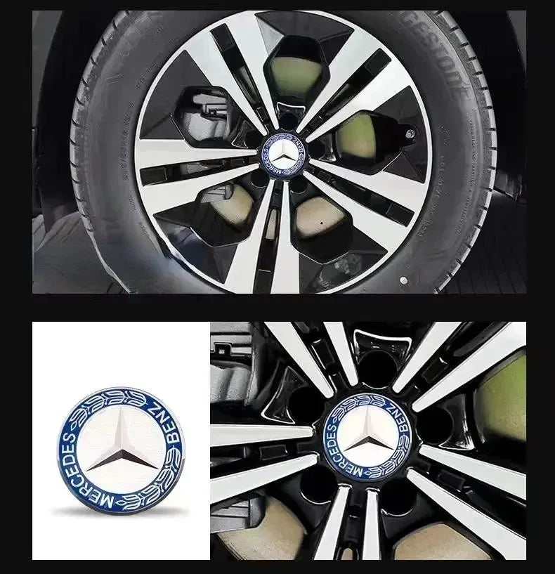 4 Pieces/Set Mercedes Benz AMG Wheel Center Hub Caps 75mm Diameter with Embossed Benz Emblem Tire Rim Covers for W203 W206 W220