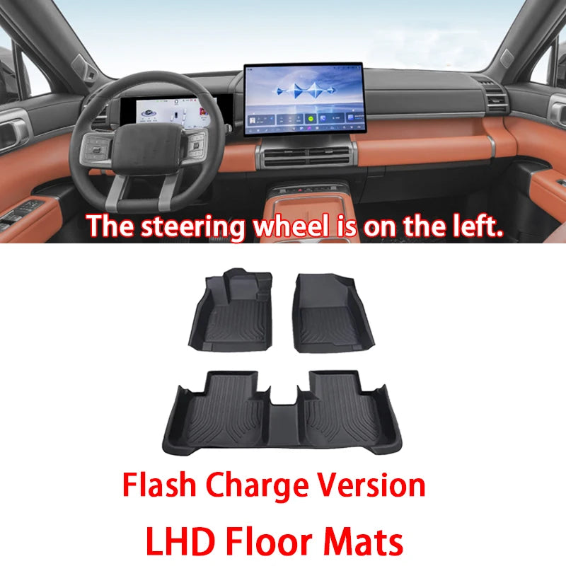 LHD Car Foot Pads For BYD Ti7 Fangchengbao Leopard 7 2025 2026 2027 Accessories TPE Auto Floor Mats All Weather Waterproof Mat