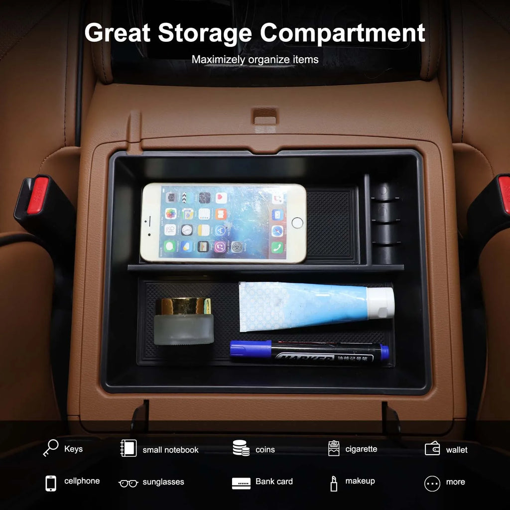Multipurpose ABS Center Console Armrest Storage Box For Nissan Patrol 2023-2026 Infiniti QX80 2023-2026 Stowing Tray Container